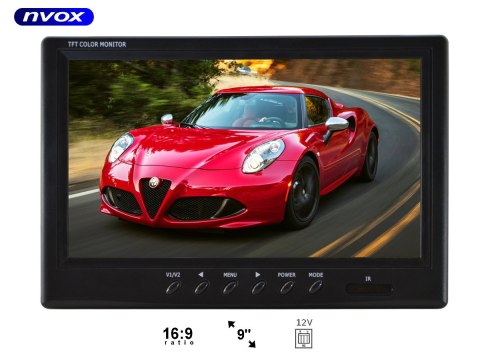 Nvox monitor samochodowy cofania lub wolnostojący lcd 9cali z ramką 12/24v