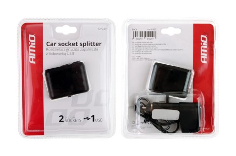 Rozgałęźnik rozgałęziacz zapalniczki soc1 2+1 usb amio-01029 Rozgałęźnik rozgałęziacz zapalniczki soc1 2+1 usb amio-01029