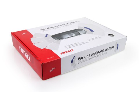 Zestaw czujników parkowania cofania buzzer 4 sensory srebrne amio-01021