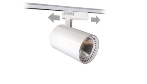 Lampa sklepowa led reflektor szynowy jednofazowy biały 30w 2250 lm światło ciepłe 3000k