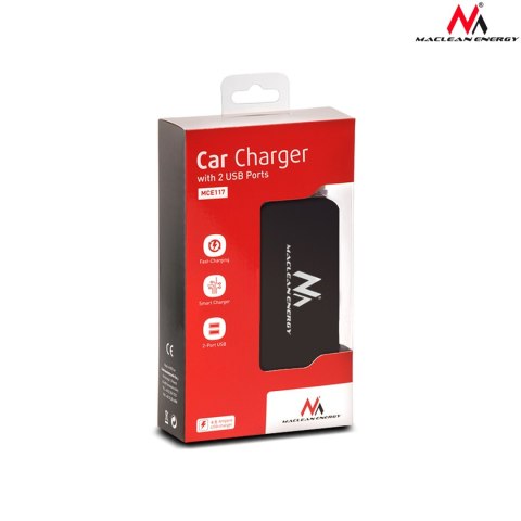 Rozdzielacz gniazda zapalniczki samochodowej Maclean, woltomierz, 3 gniazda zapalniczki, 4xUSB, 4.8A, max 120W, czarny, gumowany