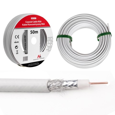 Kabel przewód koncentryczny antenowy/satelitarny Maclean, 1.0CCS RG6, 50M, MCTV-571