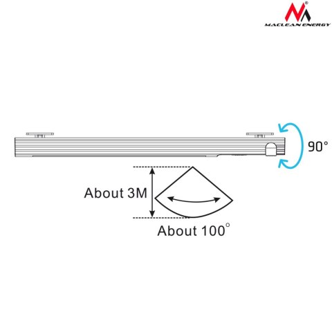Lampa LED Maclean, z ruchomym sensorem ruchu,haczyk, 3xAAA, ON/OFF/AUTO2, temp. 4000K, zasięg 3m, MCE235