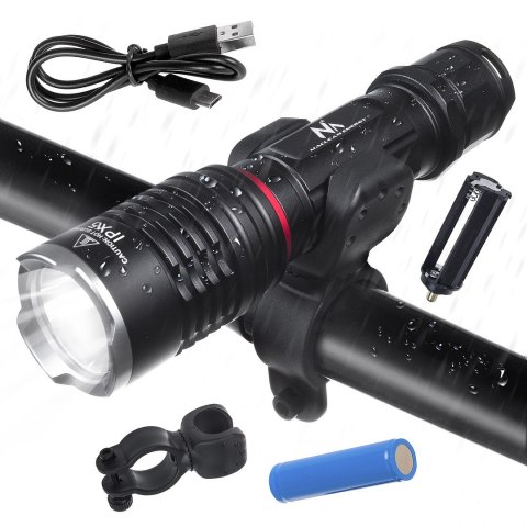 Latarka LED Cree 800 lumen Maclean, ładowarka, uchwyt rowerowy, MCE220
