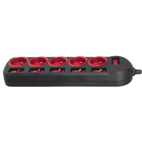 Listwa zasilająca Maclean, przedłużacz 5 gniazd, z włącznikami, 250VAC/10A, 1.5m, MCE204