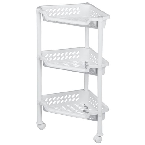 Regał narożnikowy z kółkami 3 półki Plast Team biały Regał narożnikowy z kółkami 3 półki Plast Team biały