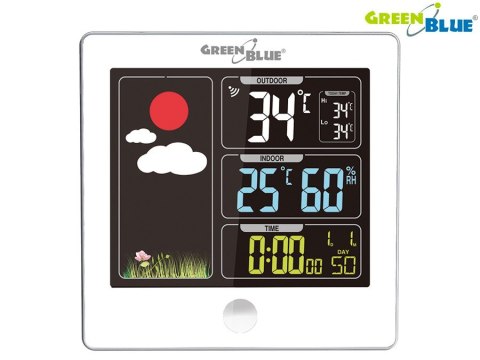 Stacja pogody bezprzewodowa GreenBlue, z systemem DCF, biała, GB521W