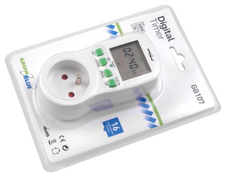 Włącznik czasowy - timer cyfrowy GreenBlue, 16 programów, max 240 programów, GB107