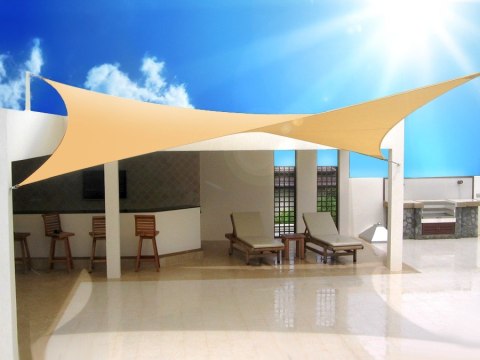 Żagiel ogrodowy zacieniacz UV GreenBlue, poliester, 4m kwadrat, kremowy, hydrofobowa powierzchnia, GB504