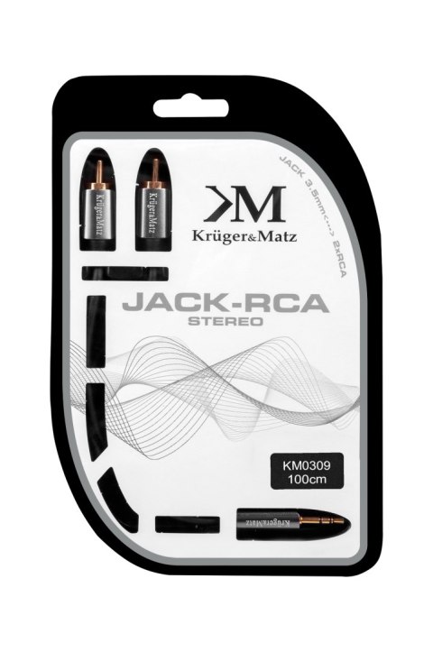 Kabel wtyk jack 3.5 - 2RCA stereo 1.0m Kruger&Matz Kabel wtyk jack 3.5 - 2RCA stereo 1.0m Kruger&Matz