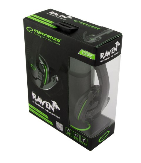 EGH310G Esperanza słuchawki z mikrofonem gaming raven zielone