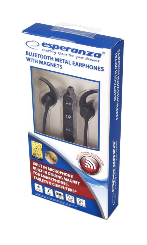EH186K Esperanza słuchawki douszne bluetooth metalowe czarne EH186K Esperanza słuchawki douszne bluetooth metalowe czarne