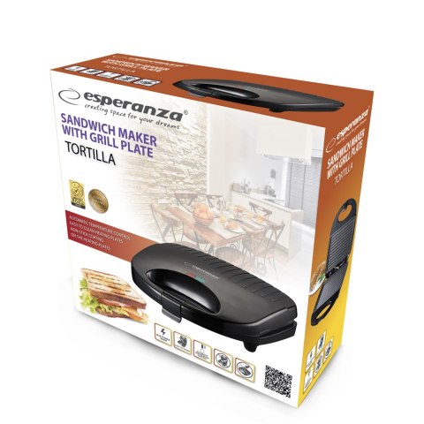 EKT009 Esperanza opiekacz do kanapek tortilla 1000w EKT009 Esperanza opiekacz do kanapek tortilla 1000w