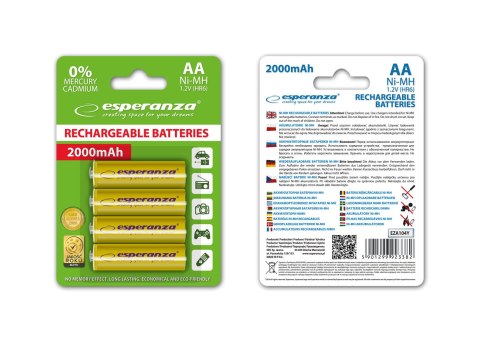 EZA104Y Esperanza akumulatorki ni-mh aa 2000mah 4szt. żółte EZA104Y Esperanza akumulatorki ni-mh aa 2000mah 4szt. żółte