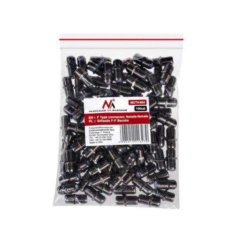 Gniazdo F-F beczka Maclean, profesjonalna przejście, wtyk czarny nikiel, MCTV-904