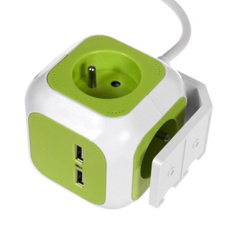 MagicCube poczwórne gniazdko prądowe GreenBlue, 2 wejścia USB, 1,4m, GB118