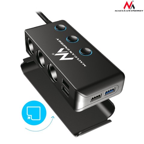 Rozdzielacz gniazda zapalniczki samochodowej Maclean, woltomierz, 3 gniazda zapalniczki, 1xQC 3.0, 3xUSB, 6.8A, 1xPD 18W, max 12