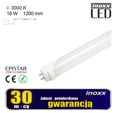 Świetlówka led 120cm 18w 3000k t8 g13 ciepła aluminiowa jednostronna Świetlówka led 120cm 18w 3000k t8 g13 ciepła aluminiowa jednostronna