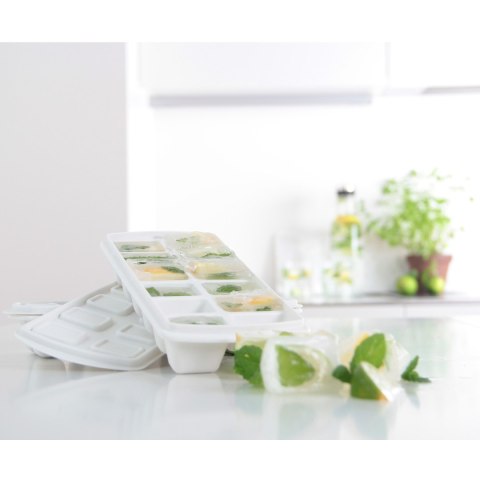 Tacka na kostki lodu z pokrywką Plast Team biała