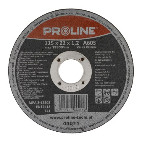 Tarcza do cięcia stali kwas. t41, 115x1.2x22a60s proline