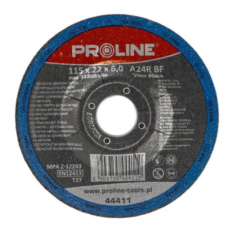 Tarcza do szlifowania metalu, t27, 115x6.0x22a24r proline