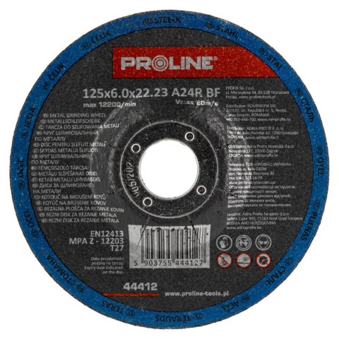 Tarcza do szlifowania metalu, t27, 125x6.0x22a24r proline