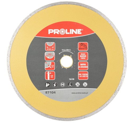 Tarcza diamentowa pełna (mat.bud) 230*2.8*5.5*22.23 proline
