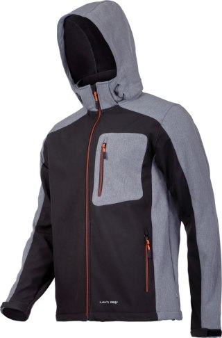 Kurtka softshell z kapt. czar.-szar.-pom., "xl", ce, lahti