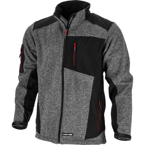 Kurtka sweter wstawki soft., szaro-czarna, "3xl", ce, lahti