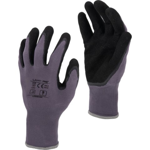 Rękawice nitr. szaro-czar. l220611p, karta, "11", ce, lahti