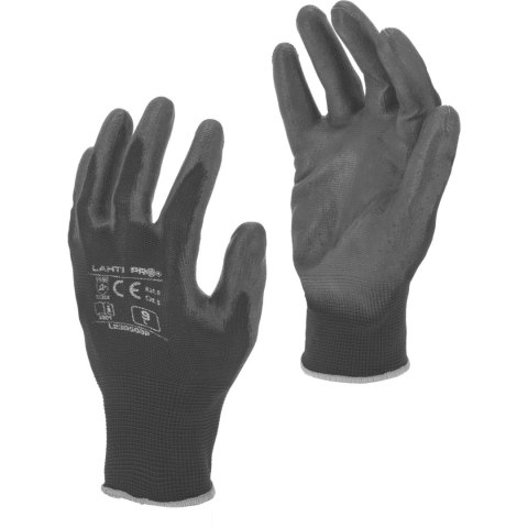 Rękawice pu czarne l230508p, 12 par, "8", ce, lahti