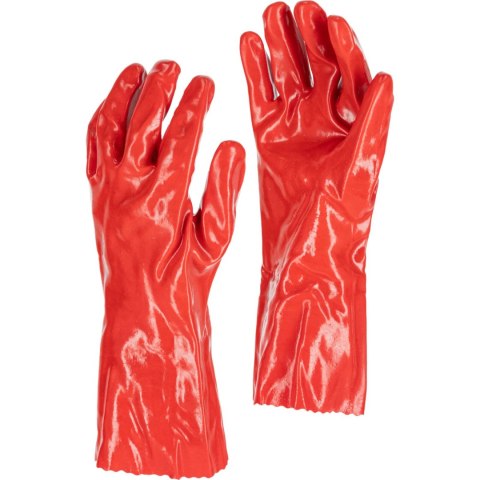 Rękawice pvc długie czerw. l240210p, 12 par, "10", ce, lahti