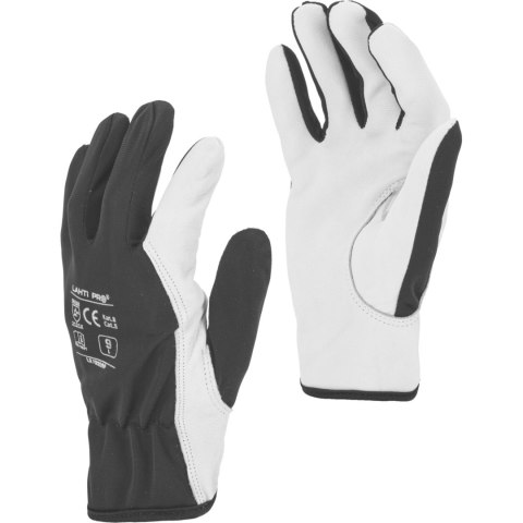 Rękawice ze skóry czarne l272211p, 12 par, "11", ce, lahti