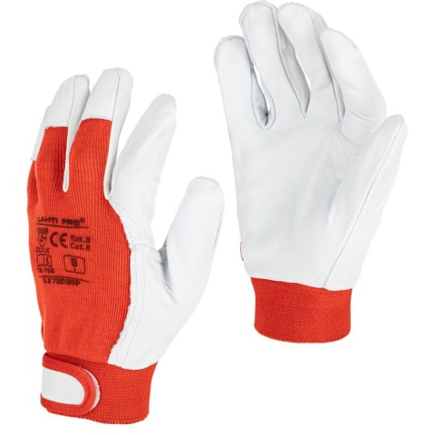 Rękawice ze skóry czer. l272009p, 12 par, "9", ce, lahti