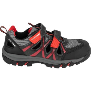 Sandały zamsz/dzian. szaro-czerw., s1 sra, "39", ce, lahti