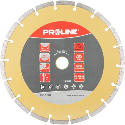 Tarcza diamentowa segment.(mat.bud)230*2.8*7.5*22.23 proline