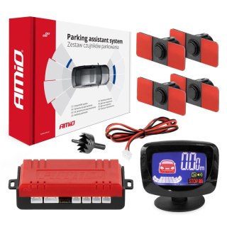 Zestaw czujników parkowania czujniki cofania led graf 4 sensory czarne wewnętrzne 16,5 mm amio-02257