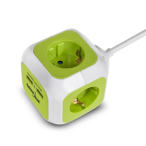 MagicCube poczwórne gniazdko prądowe, 2 wejścia usb 1,4m GreenBlue GB118G wersja niemiecka