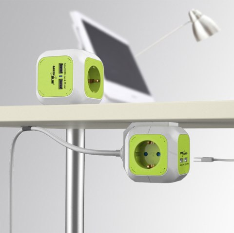 MagicCube poczwórne gniazdko prądowe, 2 wejścia usb 1,4m GreenBlue GB118G wersja niemiecka