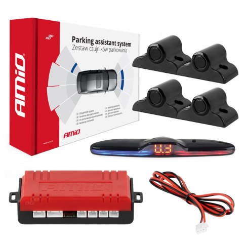 Zestaw czujników parkowania czujniki cofania max led 4 sensory czarne 19 mm truck amio-02292