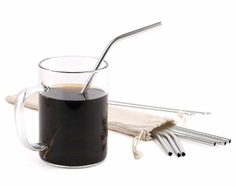 AG371A Metalowe słomki kpl 10 el. silver