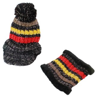 BQ52G Komplet damski czapka i szal black