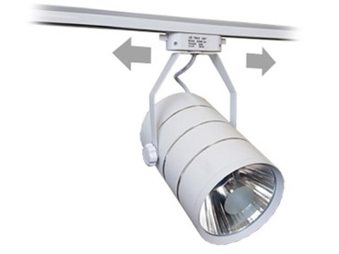 Lampa sklepowa led reflektor szynowy jednofazowy biały metalowy 30w 2550 lm światło ciepłe 3000k