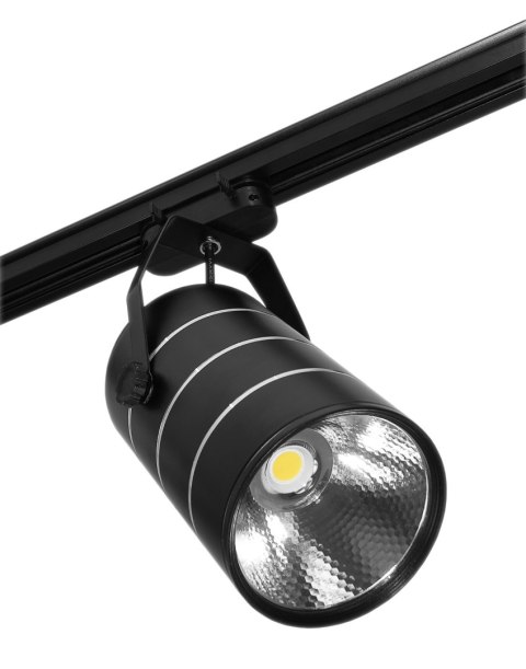 Lampa sklepowa led reflektor szynowy jednofazowy czarny 30w 2550 lm światło ciepłe 3000k