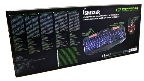 EGK3000 Esperanza zestaw przewod. multimed. gaming led usb shelter