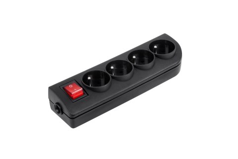 Gniazdo przedłużacza x 4 z uziemieniem i wyłącznikiem czarne GN-40W-2 Gniazdo przedłużacza x 4 z uziemieniem i wyłącznikiem czarne GN-40W-2