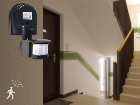 Ścienny czujnik ruchu i zmierzchu Maclean, 180°, max. 1200W, czarny, MCE25 B