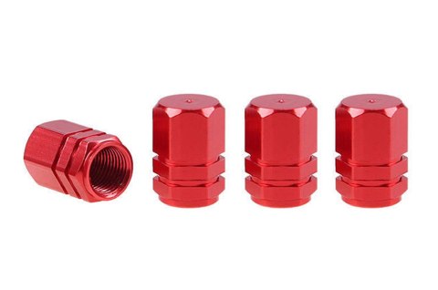 Aluminiowe nakrętki na wentyle kapturki czerwone 4 szt amio-02238 Aluminiowe nakrętki na wentyle kapturki czerwone 4 szt amio-02238