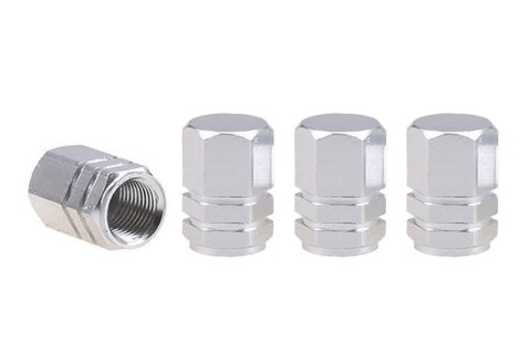 Aluminiowe nakrętki na wentyle kapturki srebrne 4 szt amio-02236 Aluminiowe nakrętki na wentyle kapturki srebrne 4 szt amio-02236