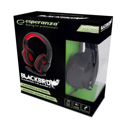 EGH400 Esperanza słuchawki z mikrofonem gaming blackbird